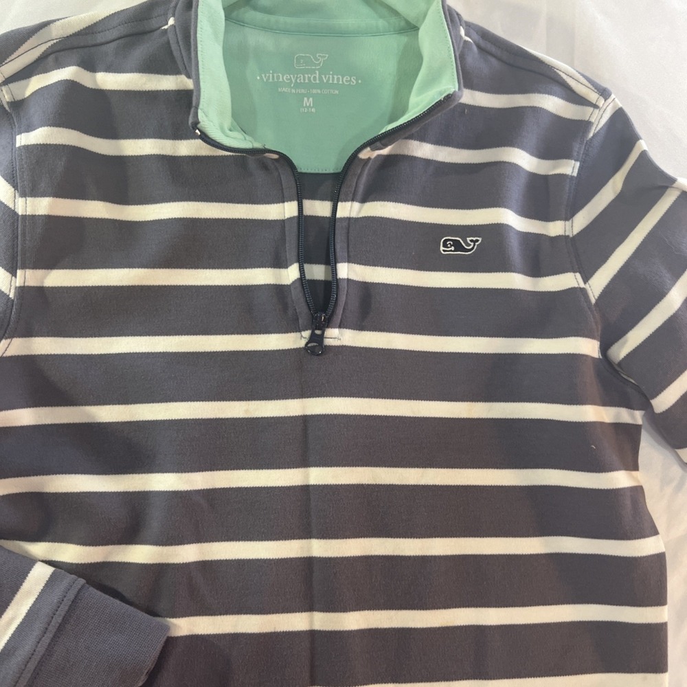 Vineyard‎ Vines Nautical Medium 12-14 Gray 1/4 zip pullover top Sweater warm 475 - Picture 2 of 12
